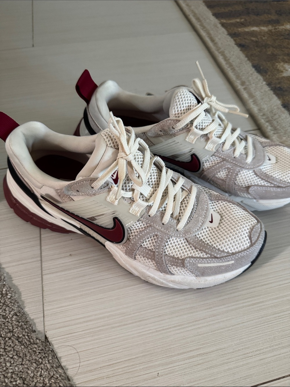 Nike Women’s White & Burgundy Mesh Trail Sneakers
